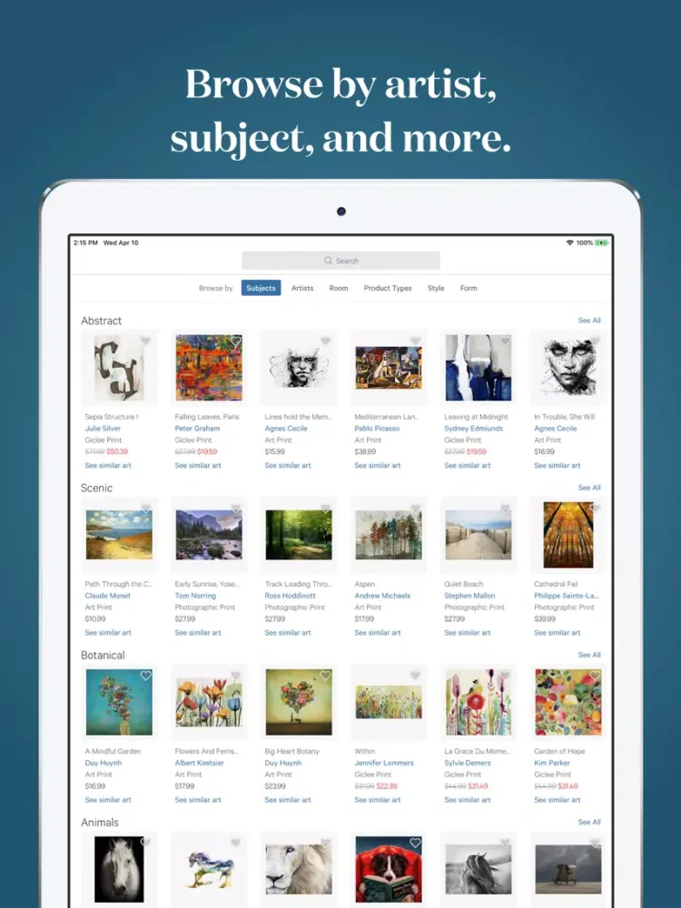 Art.com iPad  Screenshots