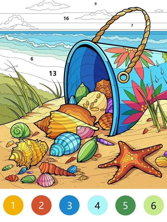 Capturas de tela do Beach Color Paint By Number iPad 