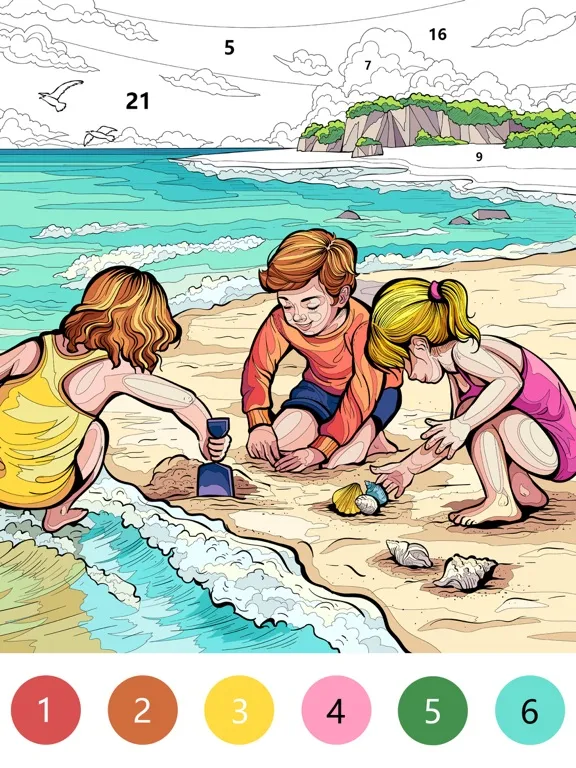 Capturas de tela do Beach Color Paint By Number iPad 