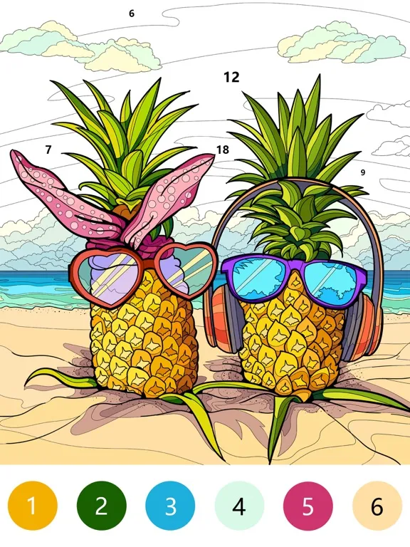 Capturas de tela do Beach Color Paint By Number iPad 
