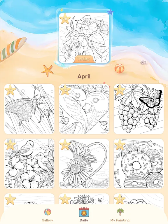 Capturas de tela do Beach Color Paint By Number iPad 