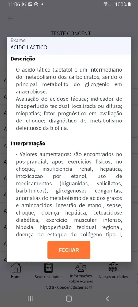 Tangkapan skrin Laboratório Pronto Analise