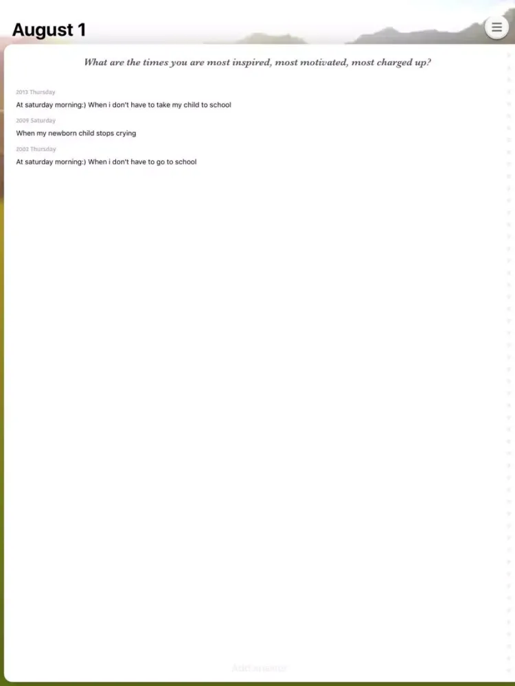 Tangkapan skrin Ensō - Q&A diary iPad 