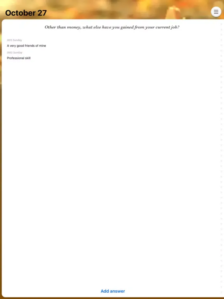 Tangkapan skrin Ensō - Q&A diary iPad 