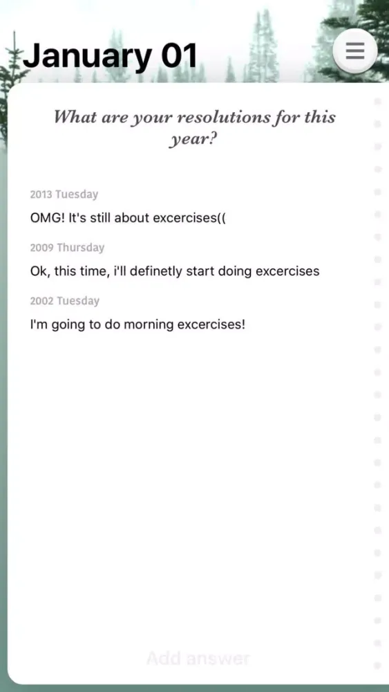 Tangkapan skrin Ensō - Q&A diary