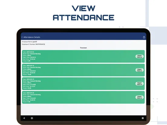 Tangkapan layar Teros - Attendance App iPad 