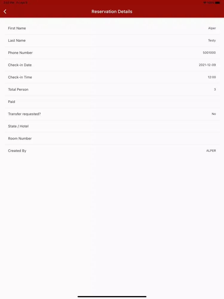 Tangkapan skrin Artemis Hamam iPad 