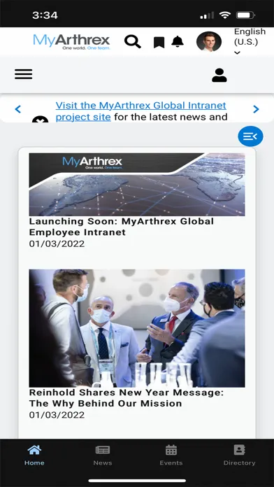 Ảnh chụp màn hình của MyArthrex Intranet
