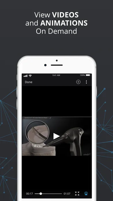 Capturas de tela do Arthrex Surgeon App
