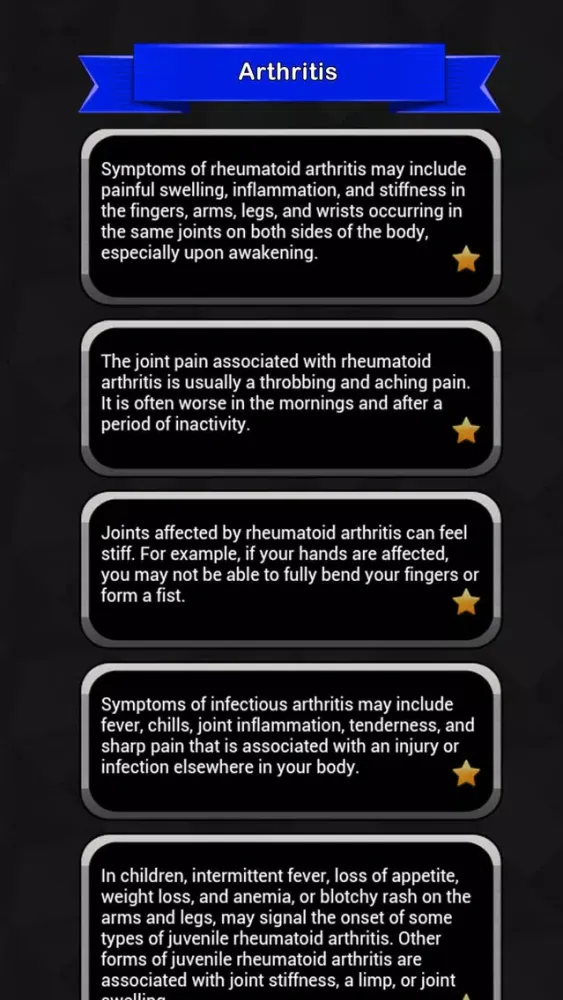 Capturas de pantalla de Arthritis Symptoms