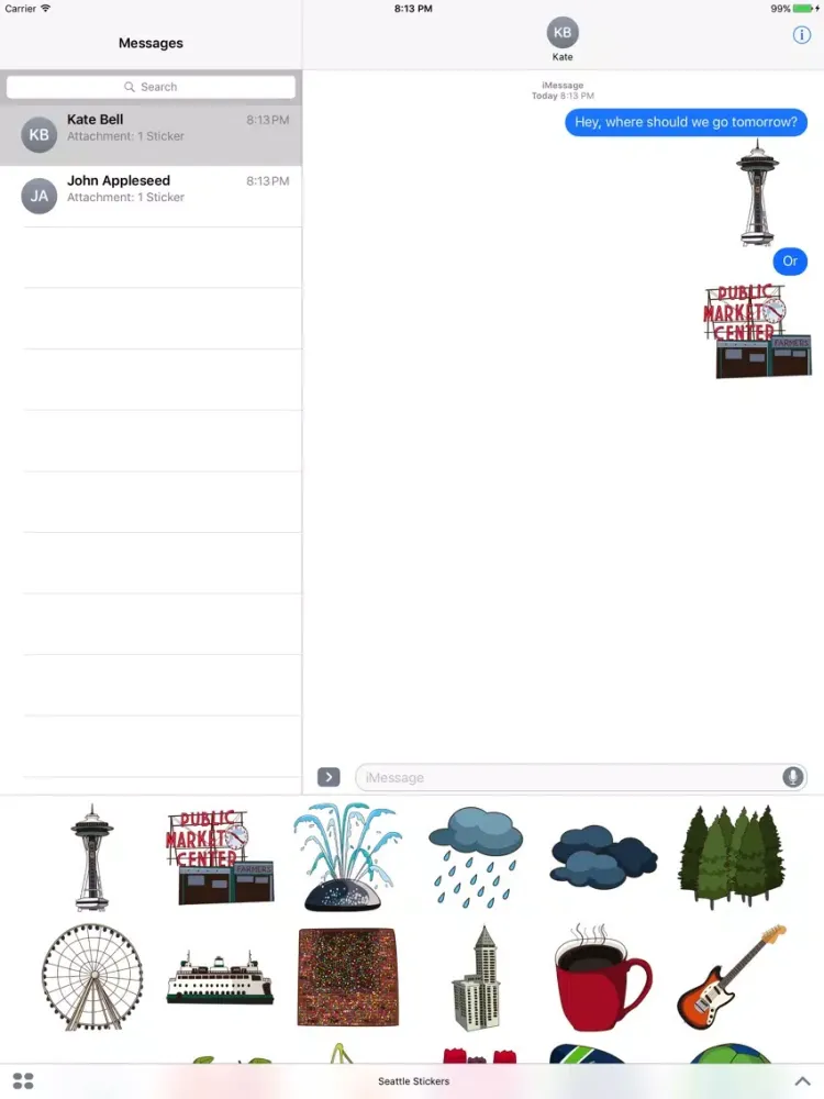 Seattle Stickers for iMessage iPad  Ekran Görüntüleri