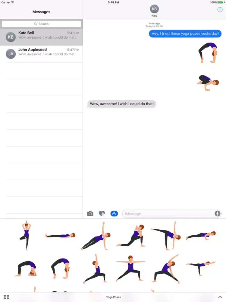 Yoga Poses Stickers for iMessage iPad  Screenshots