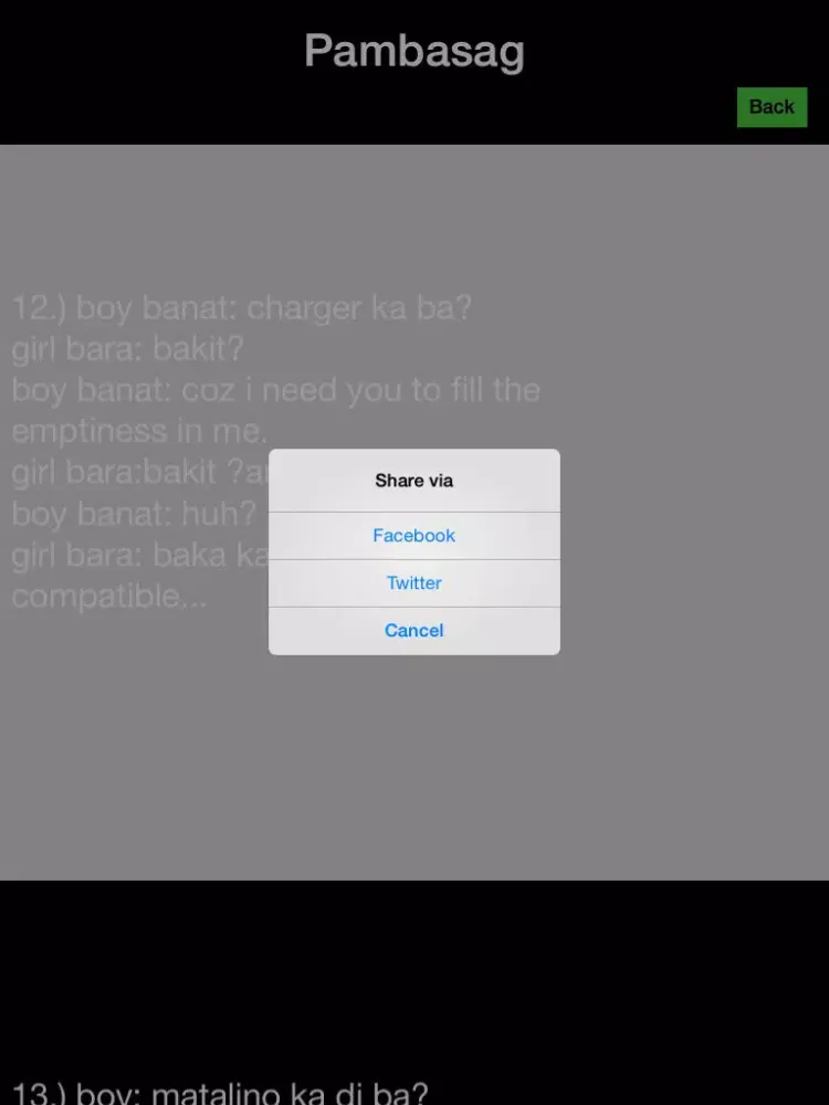 Pinoy Pick Up Lines Boom!! iPad  स्क्रीनशॉट