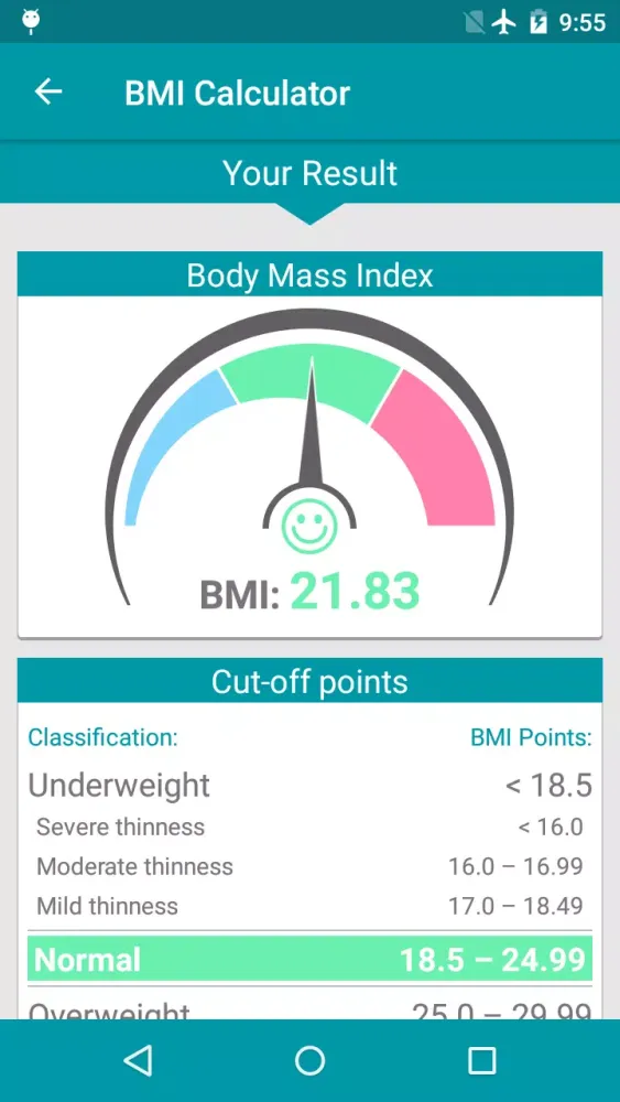 Zrzuty ekranu BMI Calculator