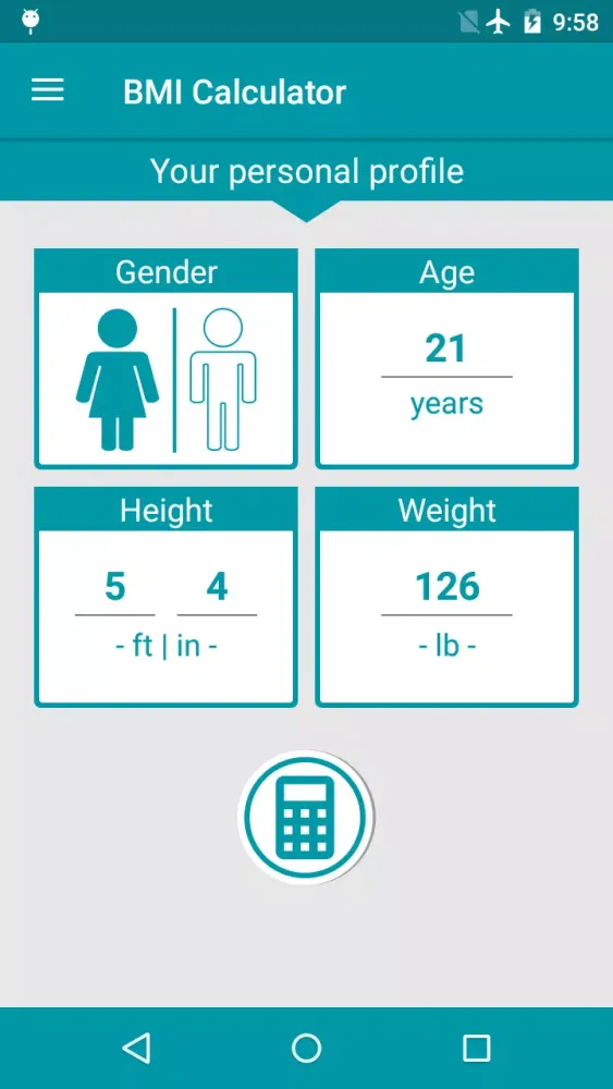 Zrzuty ekranu BMI Calculator
