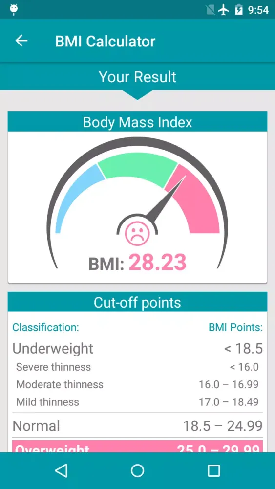 Zrzuty ekranu BMI Calculator