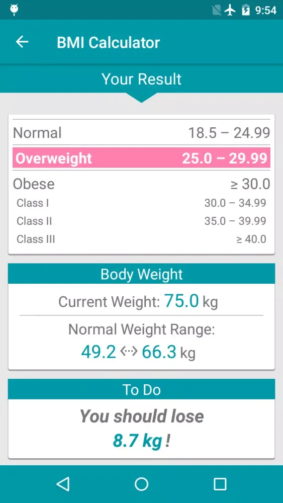Zrzuty ekranu BMI Calculator