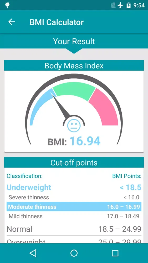 Zrzuty ekranu BMI Calculator
