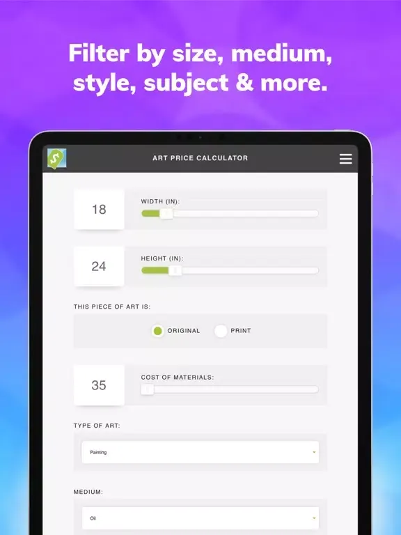 Capturas de pantalla de Art Price Calculator iPad 