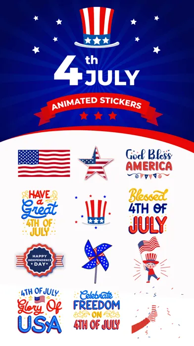 4th Of July Animated Stickers स्क्रीनशॉट