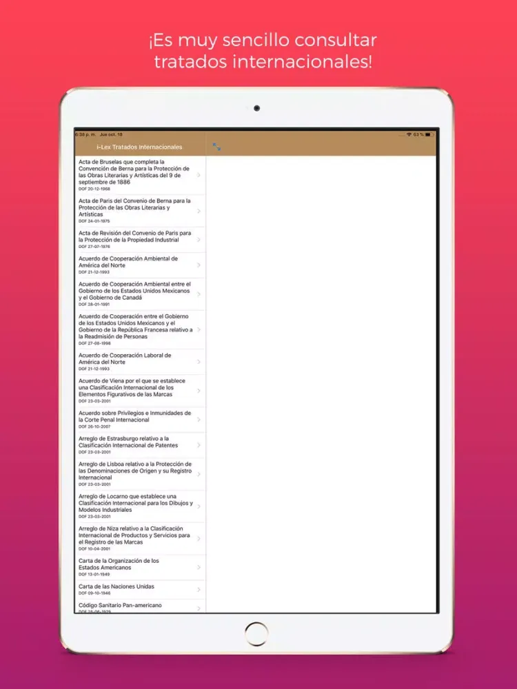 iLex Tratados Internacionales iPad  Screenshots