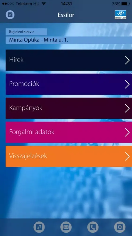 Screenshot di Essilor Partner Applikáció