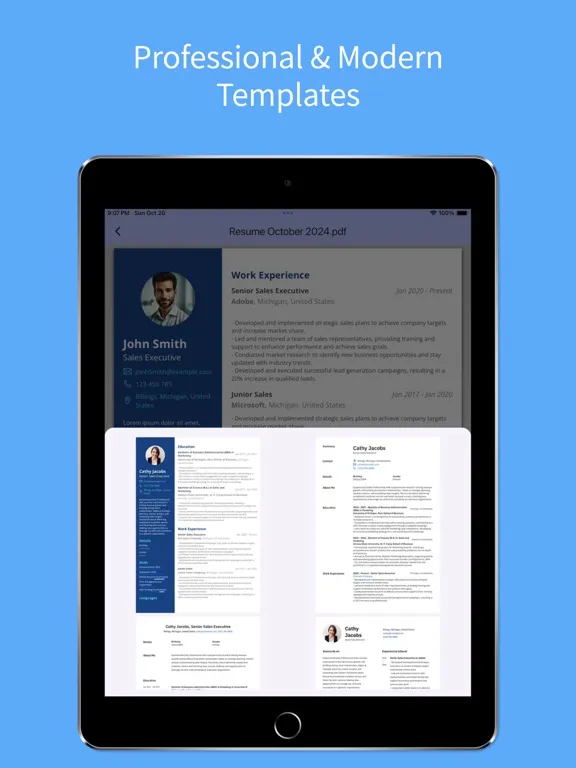 Capturas de tela do AZ Resume Creator iPad 
