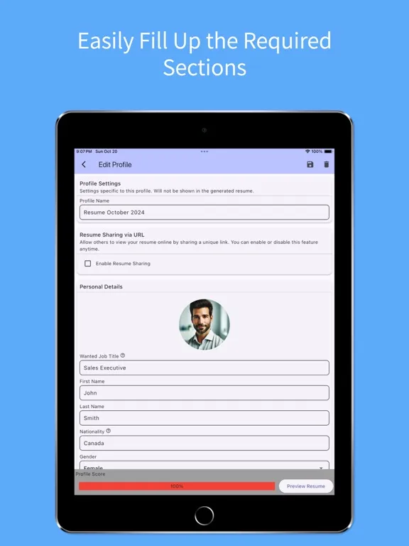 Capturas de tela do AZ Resume Creator iPad 