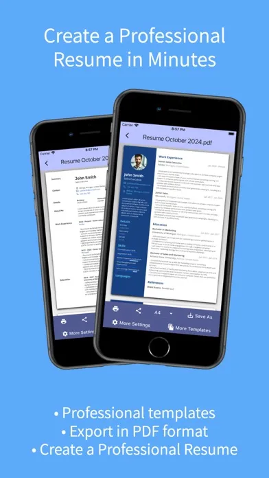 Capturas de tela do AZ Resume Creator