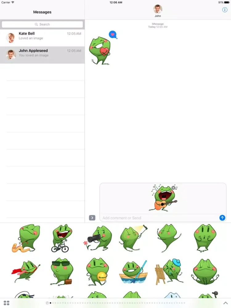 Cartoon Frog - Stickers for iMessage iPad  스크린샷