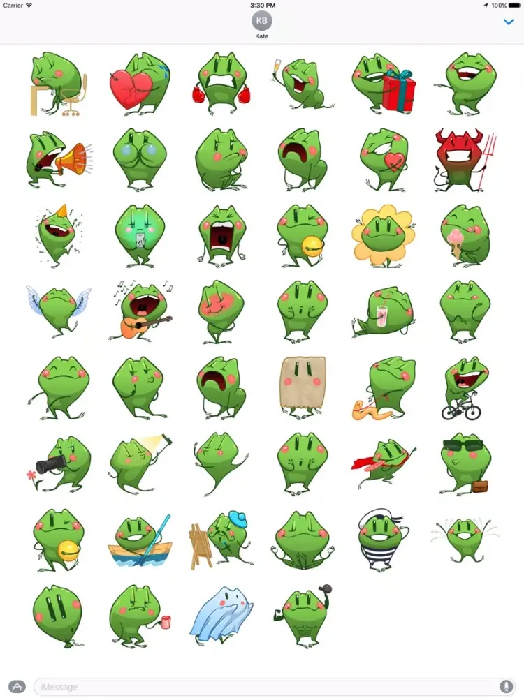 Cartoon Frog - Stickers for iMessage iPad  스크린샷
