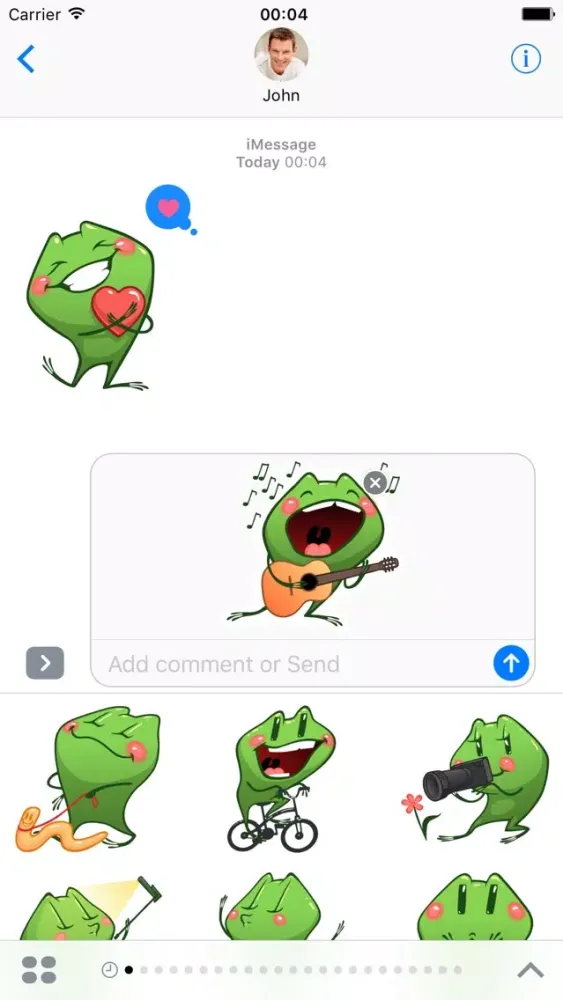 Cartoon Frog - Stickers for iMessage 스크린샷
