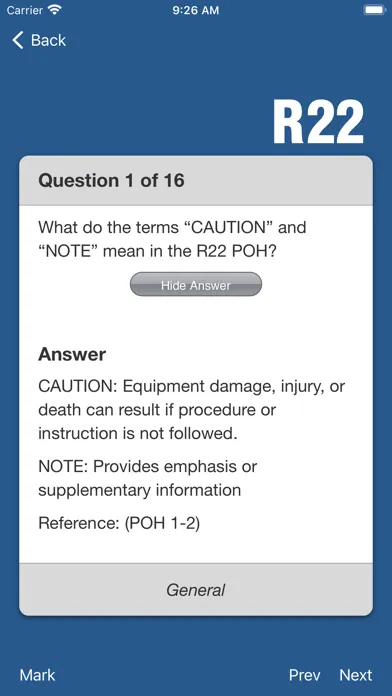Capturas de tela do R22 Helicopter Flashcards