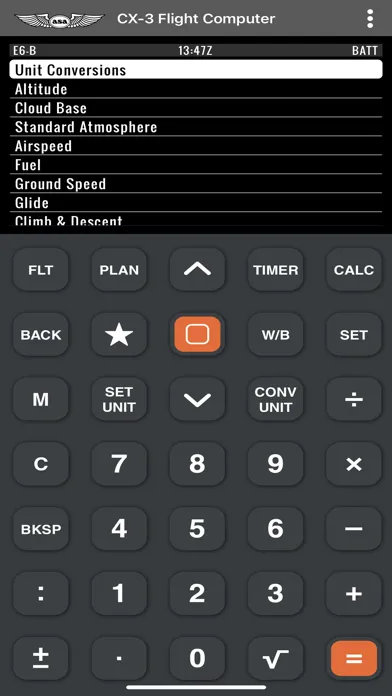 Zrzuty ekranu CX-3 Flight Computer
