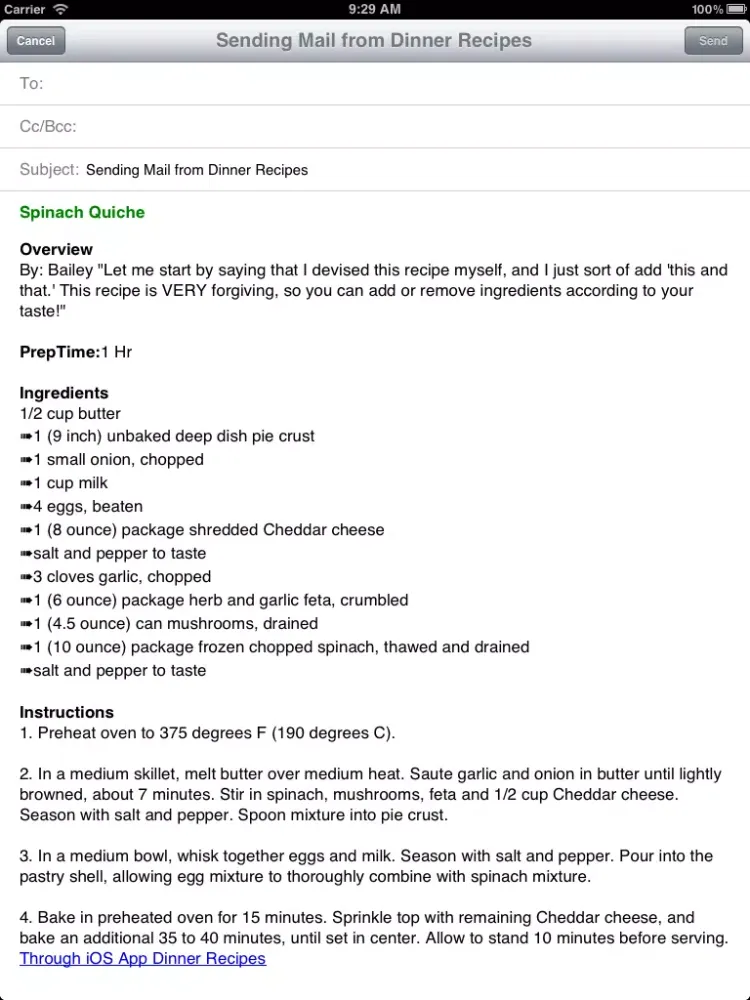 Screenshot di Dinner Recipes. iPad 