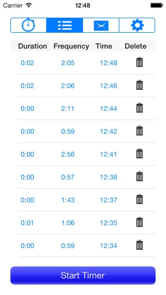 Capturas de tela do Contractions Timer App