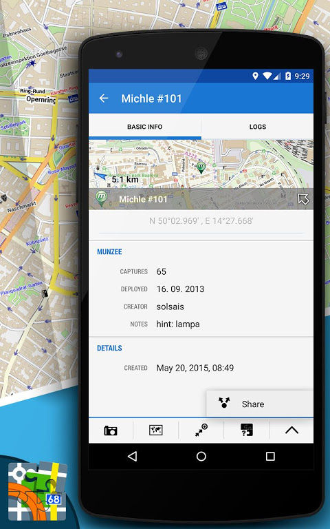 Locus add-on - Munzee Screenshots