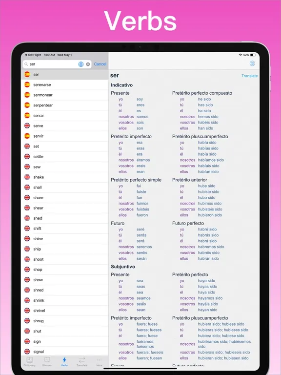 Ảnh chụp màn hình của Spanish Translator + © iPad 