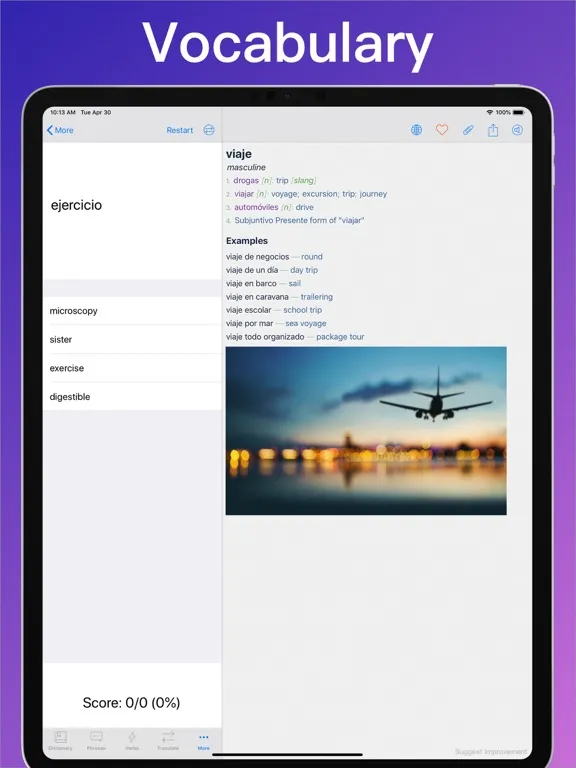 Ảnh chụp màn hình của Spanish Translator + © iPad 