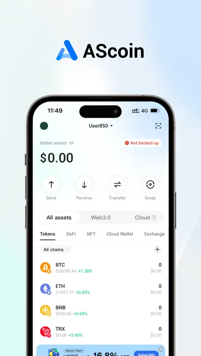 Captures d'écran de AScoin Wallet: Crypto & BTC