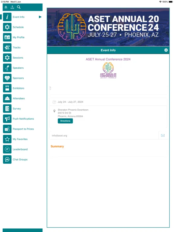 Ảnh chụp màn hình của ASET Annual Conference 2024 iPad 