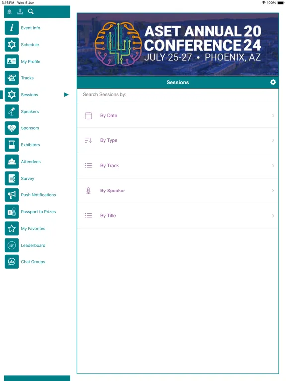Ảnh chụp màn hình của ASET Annual Conference 2024 iPad 