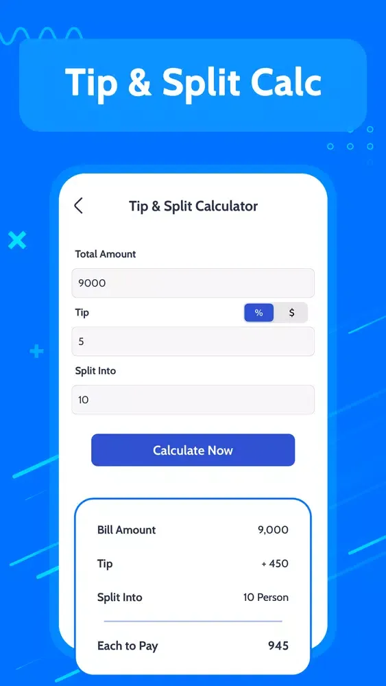 Capturas de tela do Bill Calculator Split,Discount