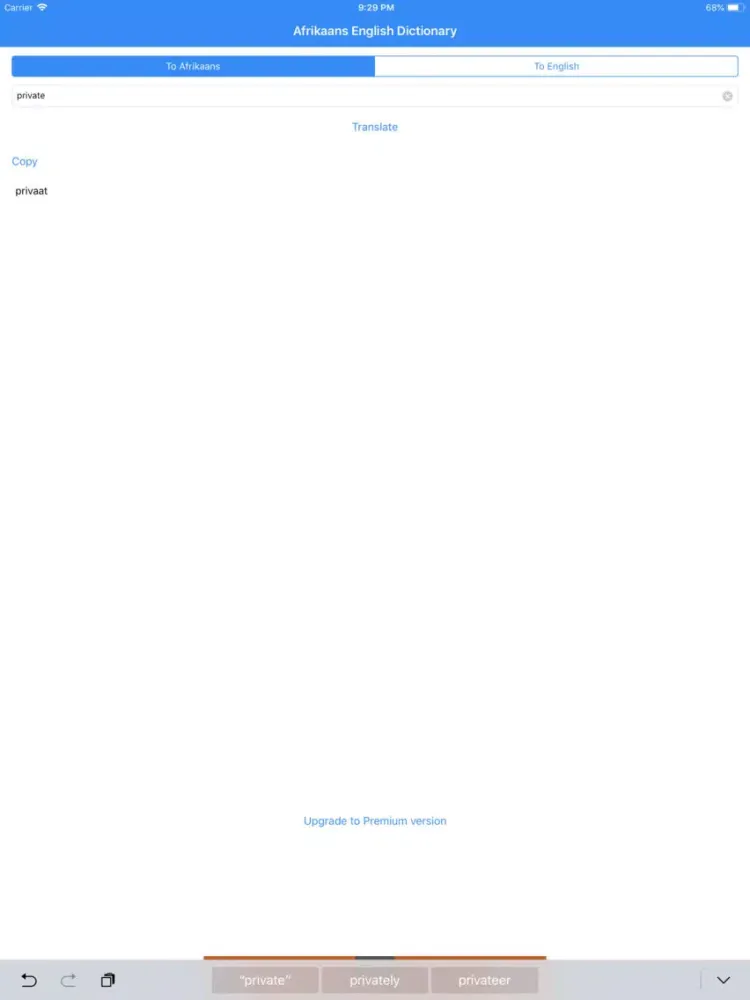 Afrikaans English Dictionary iPad 应用截图
