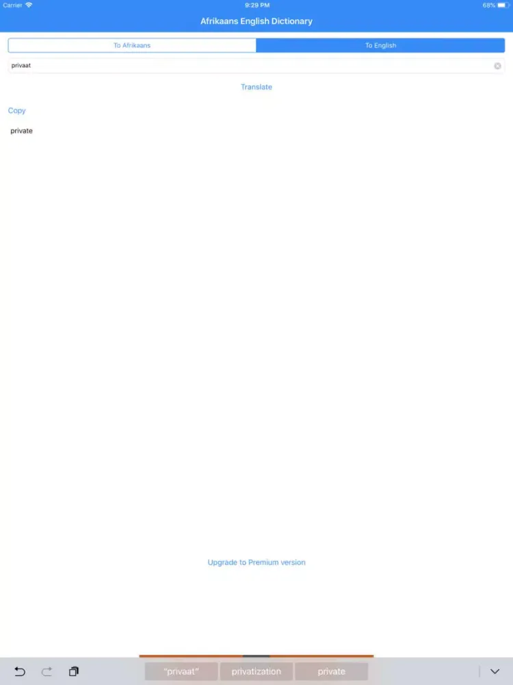 Afrikaans English Dictionary iPad 应用截图