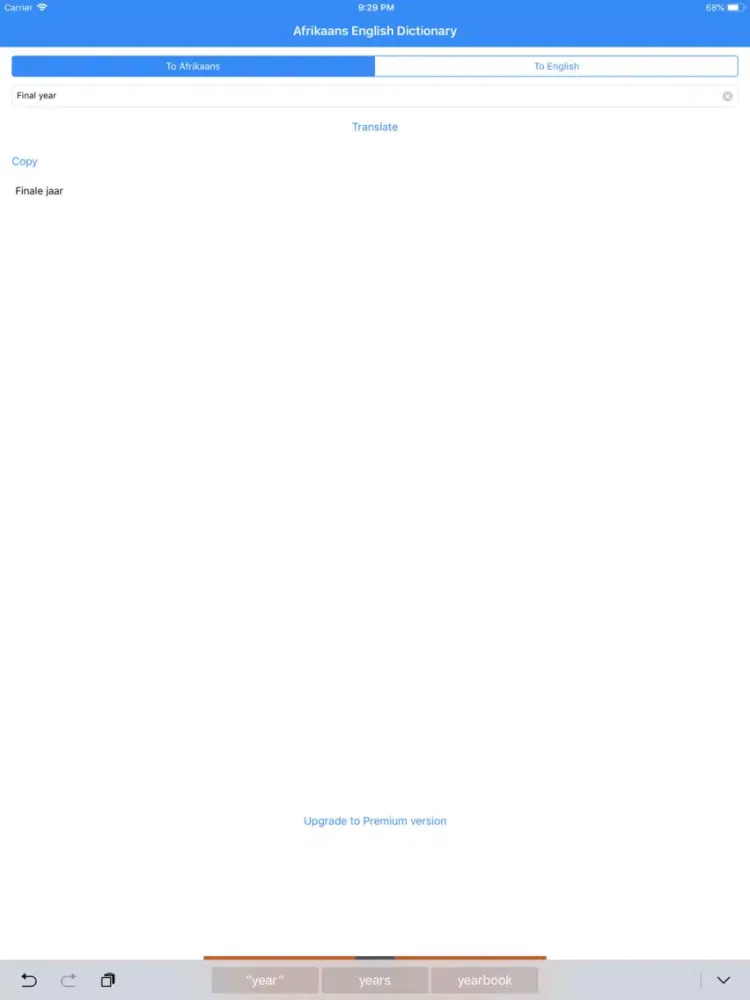 Afrikaans English Dictionary iPad 应用截图