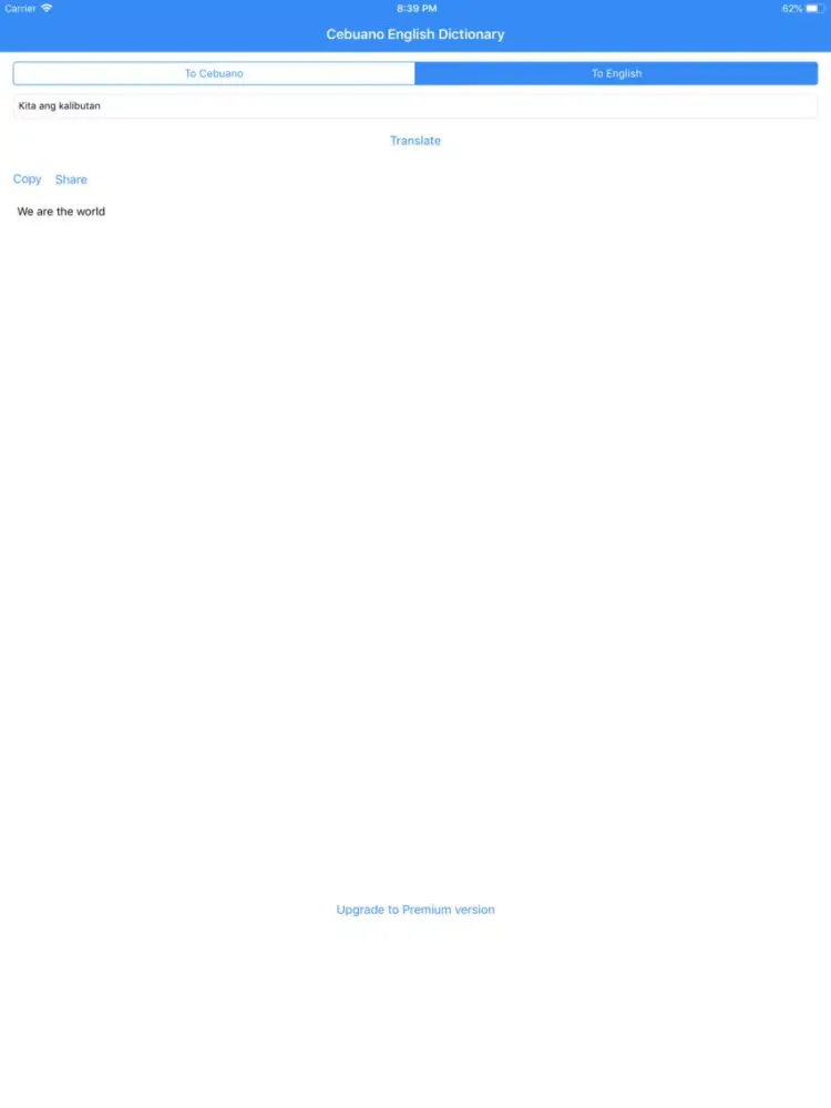 Tangkapan skrin Cebuano English Dictionary iPad 