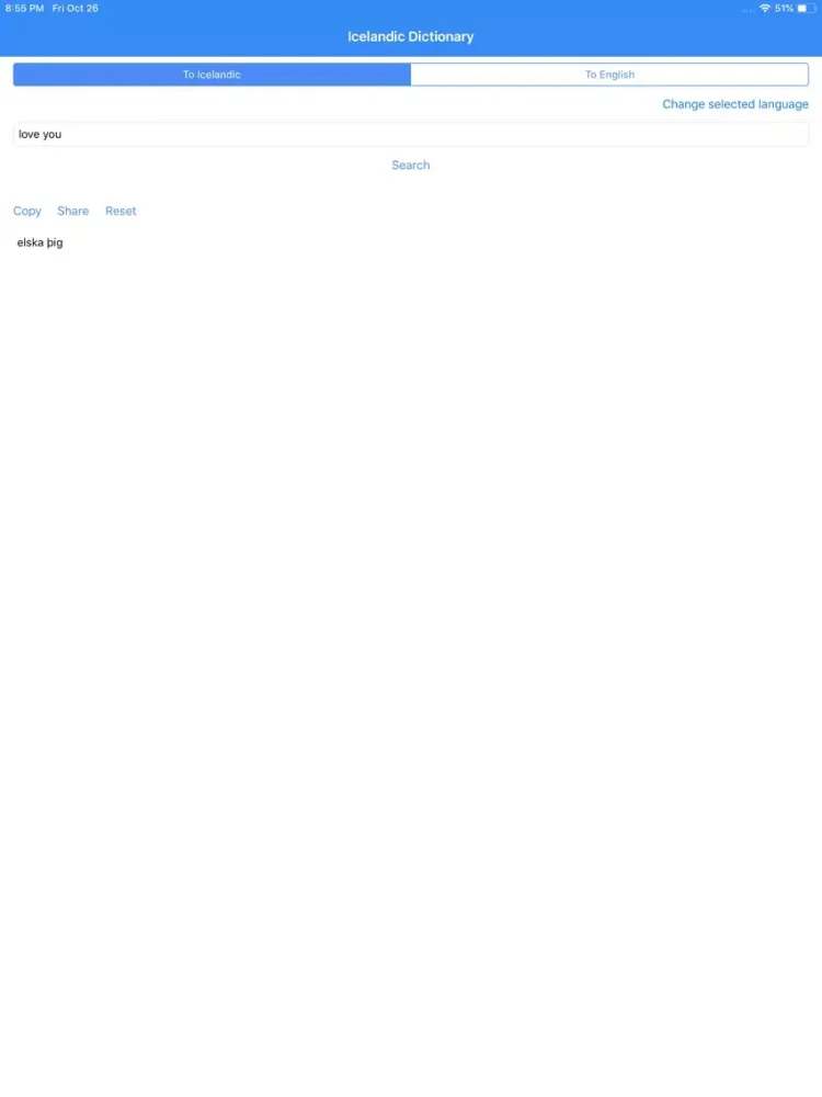 Icelandic Dictionary Pro iPad 應用截圖