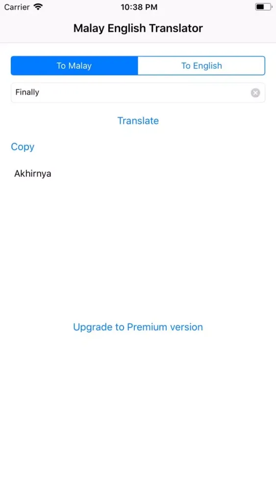 Tangkapan skrin Malay English Translator