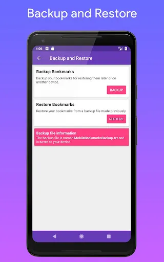 Tangkapan layar Mobile Bookmarks